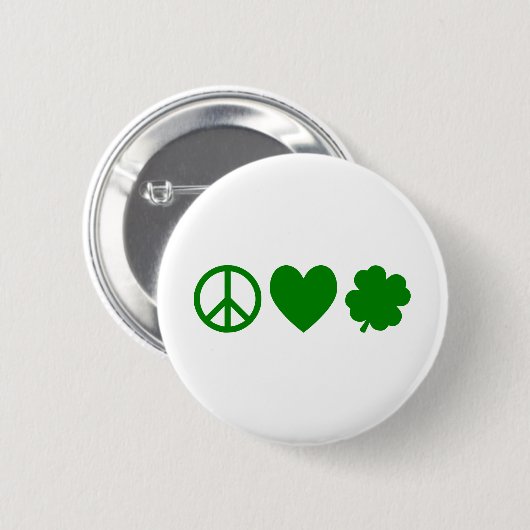 Green Peace Liebe & Kleeblatts Button (Vorne & Hinten)