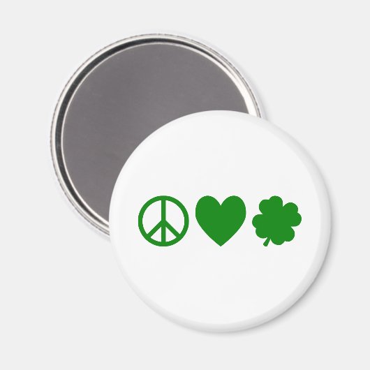 Green Peace Liebe & Kleeblatts Magnet (Vorderseite/Rückseite)