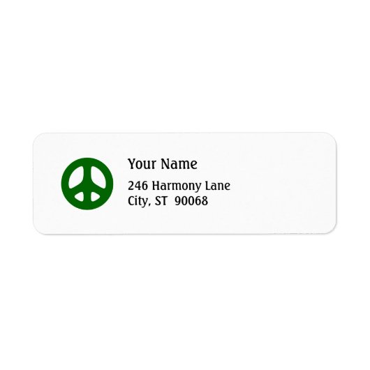 Green Peace Sign Custom Return Label (Vorne)