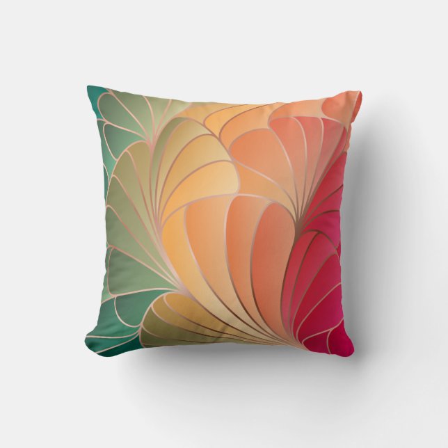 Green, Peach, Apricot, Watermelon New Art Nouveau Kissen (Vorderseite)