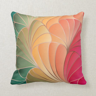 Green, Peach, Apricot, Watermelon New Art Nouveau  Kissen