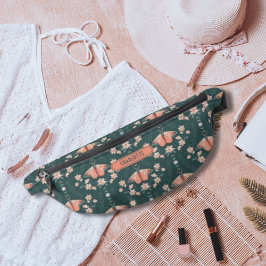 Green Peach Boho Floral Luna Moth Daisy Muster Bauchtasche