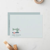 GREEN PEACH PINK SEWMACHINE TAILOR BUSINESS MITTEILUNGSKARTE (Vorderseite/Rückseite Beispiel)