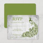 Green Peacock Leaf Vine Wedding RSVP Card Karte (Vorne/Hinten)