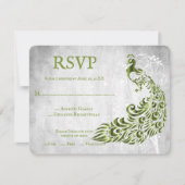 Green Peacock Leaf Vine Wedding RSVP Card Karte (Vorderseite)