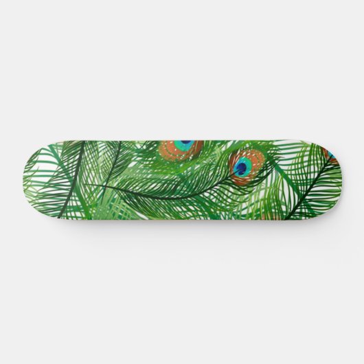 Green Peacock Pattern Skateboard (Horizontal)