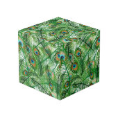 Green Peacock Pattern Würfel (Rückseite Schrägansicht)
