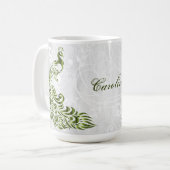 Green Peacock Personalisiert Coffee Tasse (Vorderseite Links)