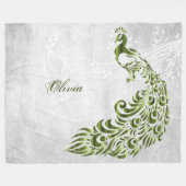 Green Peacock Personalisiert Fleece Blanket (Vorderseite (Horizontal))