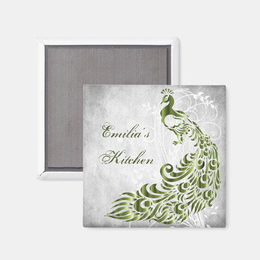 Green Peacock Personalisiert Magnet (Vorderseite/Rückseite)