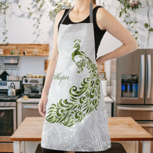 Green Peacock Personalisierte All-over-Print-Schü Schürze