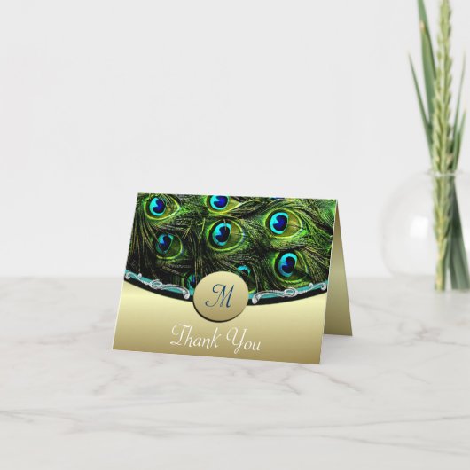 Green Peacock Wedding danke Ihnen Karten (Vorderseite)