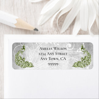 Green Peacocks Address Label