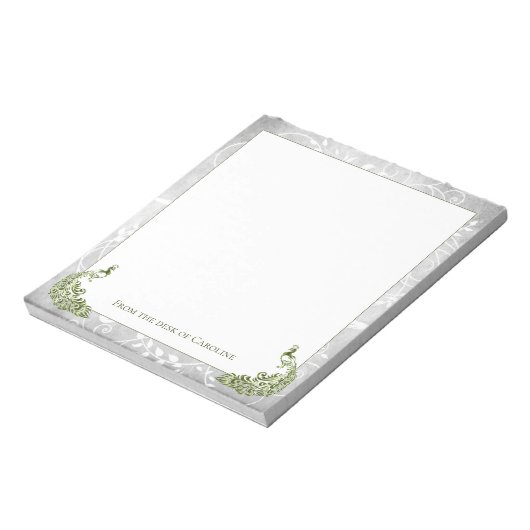 Green Peacocks Notepad Notizblock (Rotiert)