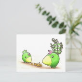 Green Peafowl Family postcard Postkarte (Stehend Vorderseite)