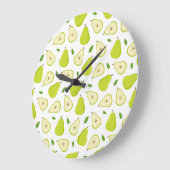 Green Pear Muster Große Wanduhr (Winkel)