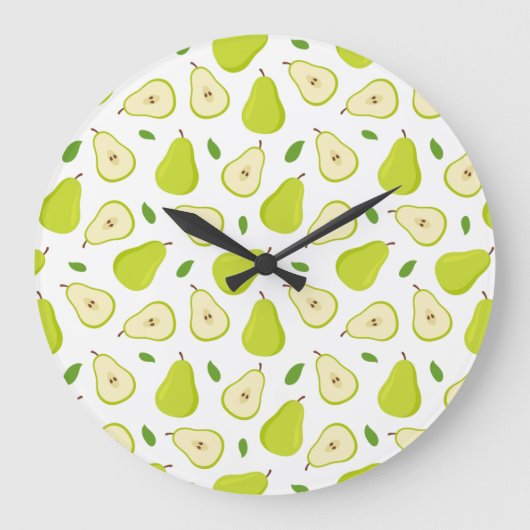 Green Pear Muster Große Wanduhr (Vorderseite)