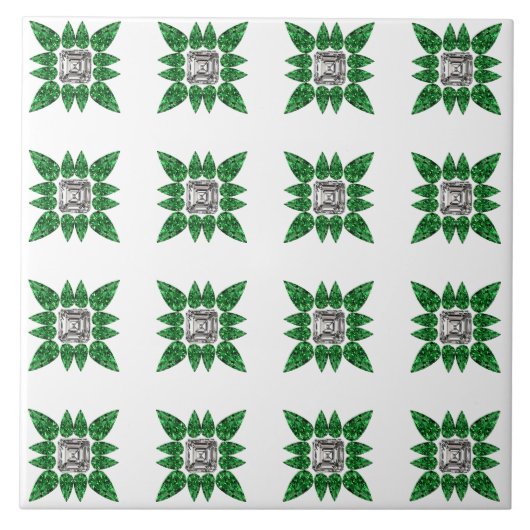 Green Pear shaped Diamond Pattern Fliese (Vorderseite)