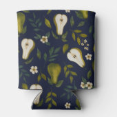 Green Pear Watercolor Pattern on Dark Blue  Dosenkühler (Rückseite)