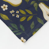 Green Pear Watercolor Pattern on Dark Blue  Fleecedecke (Ecke)