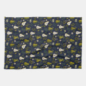Green Pear Watercolor Pattern on Dark Blue  Geschirrtuch (Horizontal)