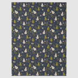 Green Pear Watercolor Pattern on Dark Blue  Seidenpapier