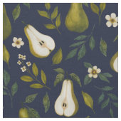 Green Pear Watercolor Pattern on Dark Blue  Stoff (Nahaufnahme)