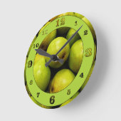 Green Pears Numbered Runde Wanduhr (Winkel)