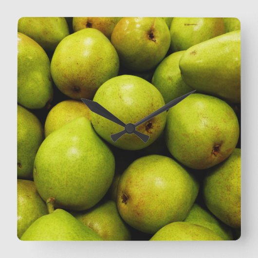 Green Pears Quadratische Wanduhr (Vorderseite)