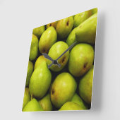 Green Pears Quadratische Wanduhr (Winkel)