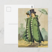 Green Peas Couple on Stroll Postkarte (Vorne/Hinten)