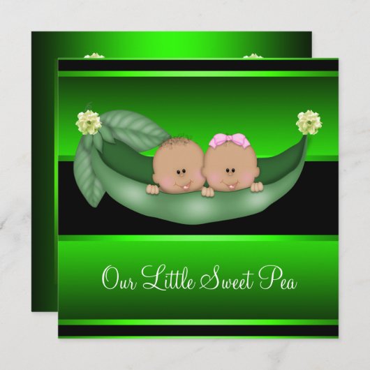 Green Peas in a Pod African American Gender Reveal Einladung (Vorne/Hinten)