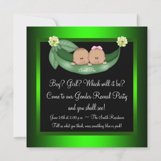 Green Peas in a Pod African American Gender Reveal Einladung (Rückseite)