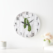 Green Peas Pea Weißwald Rustikales Bauernhaus Küch Große Wanduhr (Zuhause)