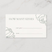 Green | Peony Garden "How many Kisses" Guess Card Begleitkarte (Vorderseite)