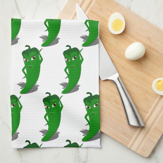 Green Pepper Diva Cartoon Pattern Geschirrtuch (Viertel Falte)