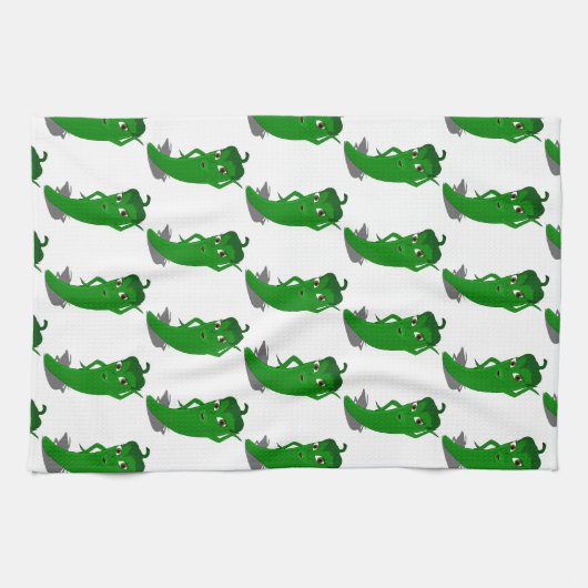 Green Pepper Diva Cartoon Pattern Geschirrtuch (Horizontal)