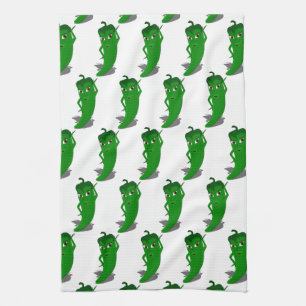 Green Pepper Diva Cartoon Pattern Geschirrtuch