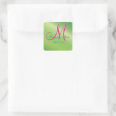 Green Pepper Monogram FAb Value Wedding Quadratischer Aufkleber (Tasche)