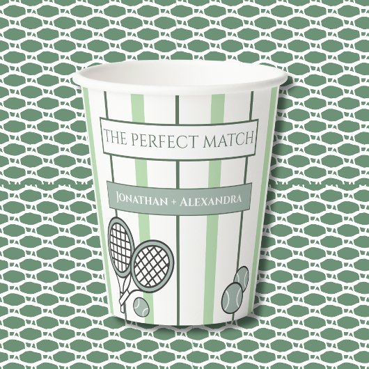 Green Perfect Match Tennis Couples Bridal Shower Pappbecher
