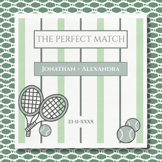 Green Perfect Match Tennis Couples Bridal Shower Serviette