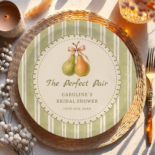 Green Perfect Pair Pear Bridal Shower Paper Plates Pappteller