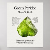 Green Peridot Gem Crystal Meaning Card Poster (Vorne)