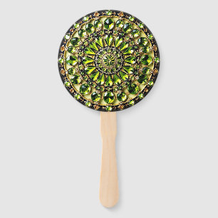 Green Peridot Jewel Look Handfans Fächer