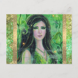 Green Peridot mermaid von Renee Lavoie Feiertagspostkarte