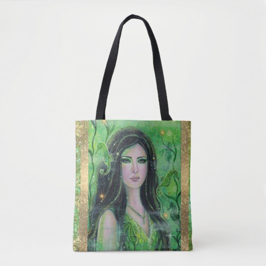 Green Peridot mermaid von Renee Lavoie Tasche (Vorderseite)