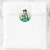 Green Personalisiert Abschluss Foto Graduate Party Runder Aufkleber (Tasche)
