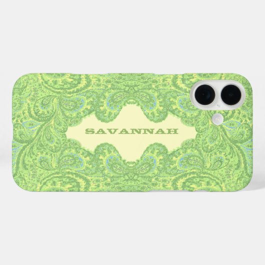 Green Personalisiert Damask iPhone Cover- Case-Mate iPhone Hülle (Rückseite (Horizontal))