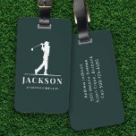 Green Personalisiert Monogram Golfer Gepäckanhänger<br><div class="desc">Dieses Design verfügt über einen Golfer,  der einen Club schwingt,  und hat zwei Textfelder,  mit denen man ihn personalisieren kann - vielleicht mit einem Namen und einem Golfteam oder einem Club.</div>