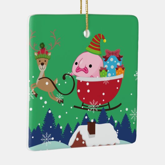 Green Personalisiert Santa Blobfish Keramikornament (Rechts)